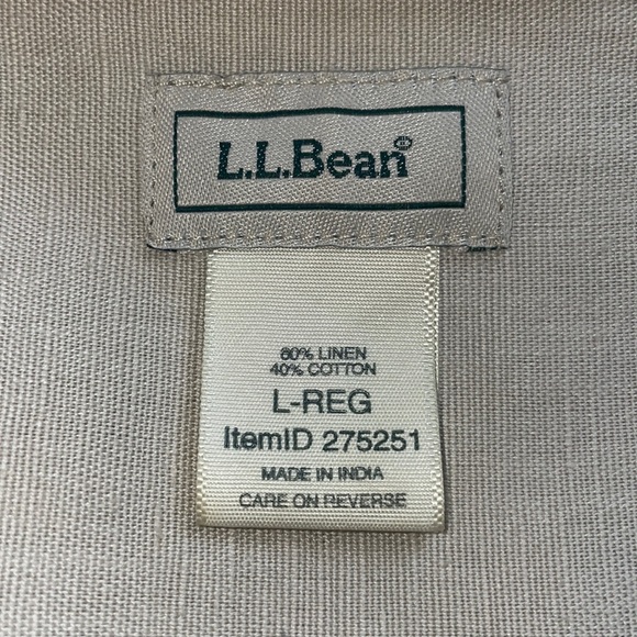 L.L Bean Woman's Signature Camp Shirt Linen Dress, Button-Front Sz L Knee Length - Picture 2 of 10